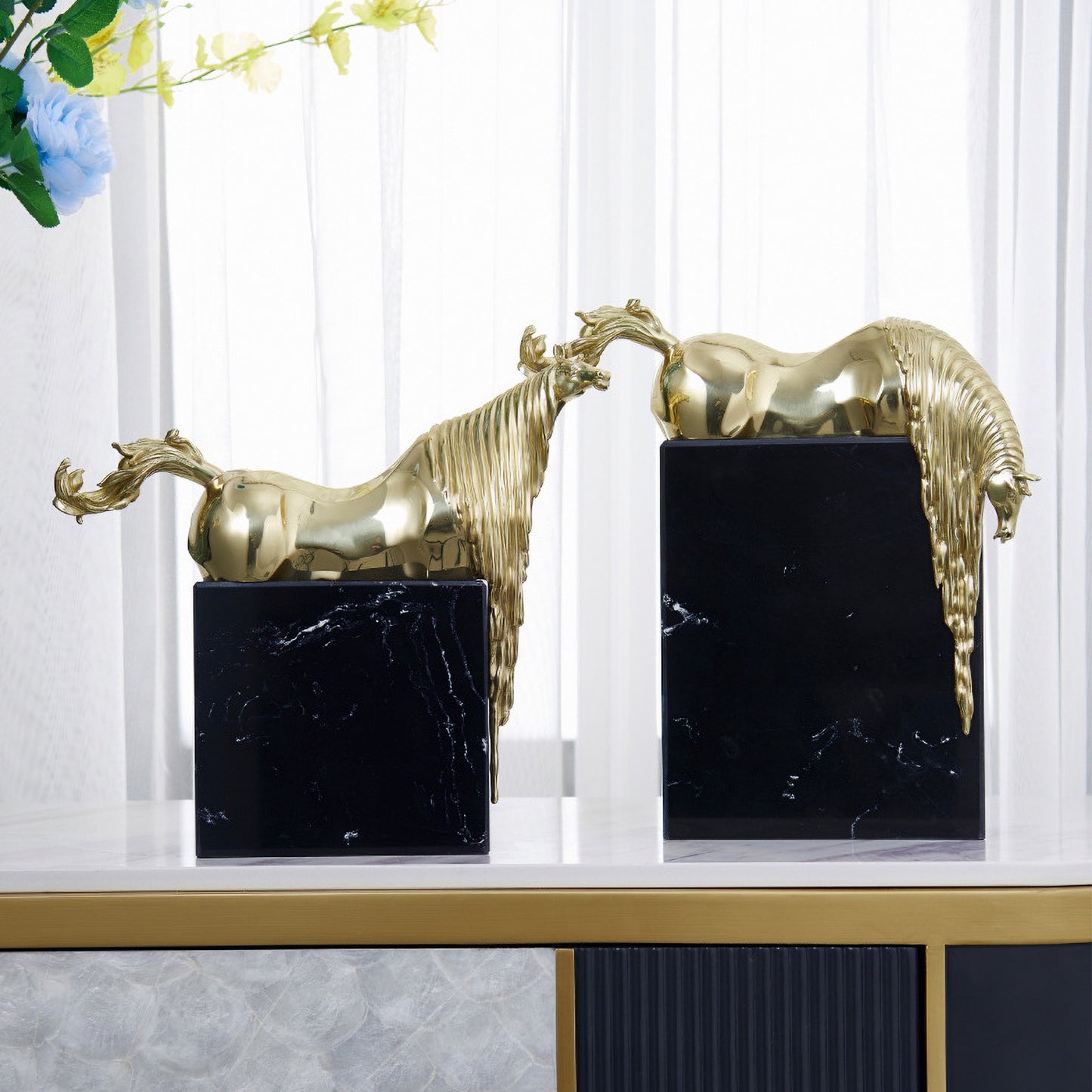 Li Jiajiang _ طقم احصنة نحاسية