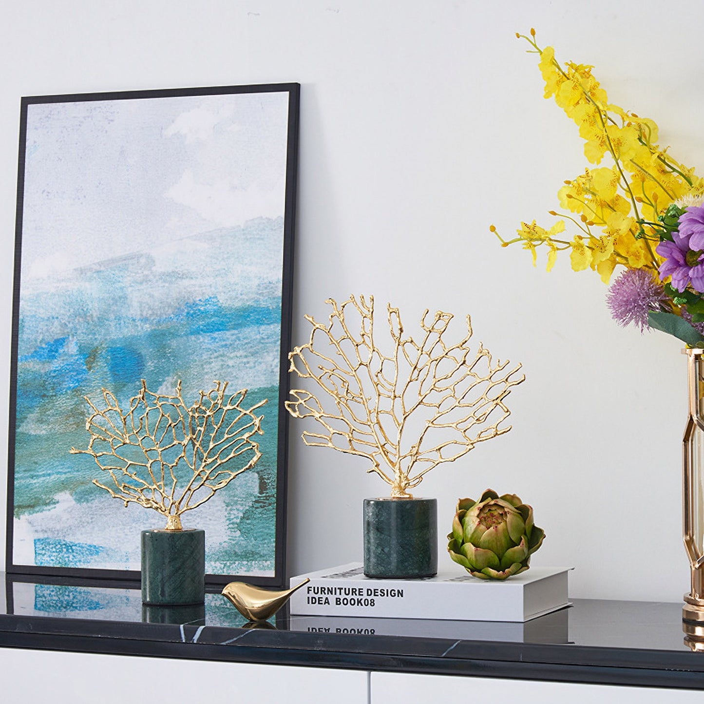 طقم تحف شجرة النحاس الفخمة