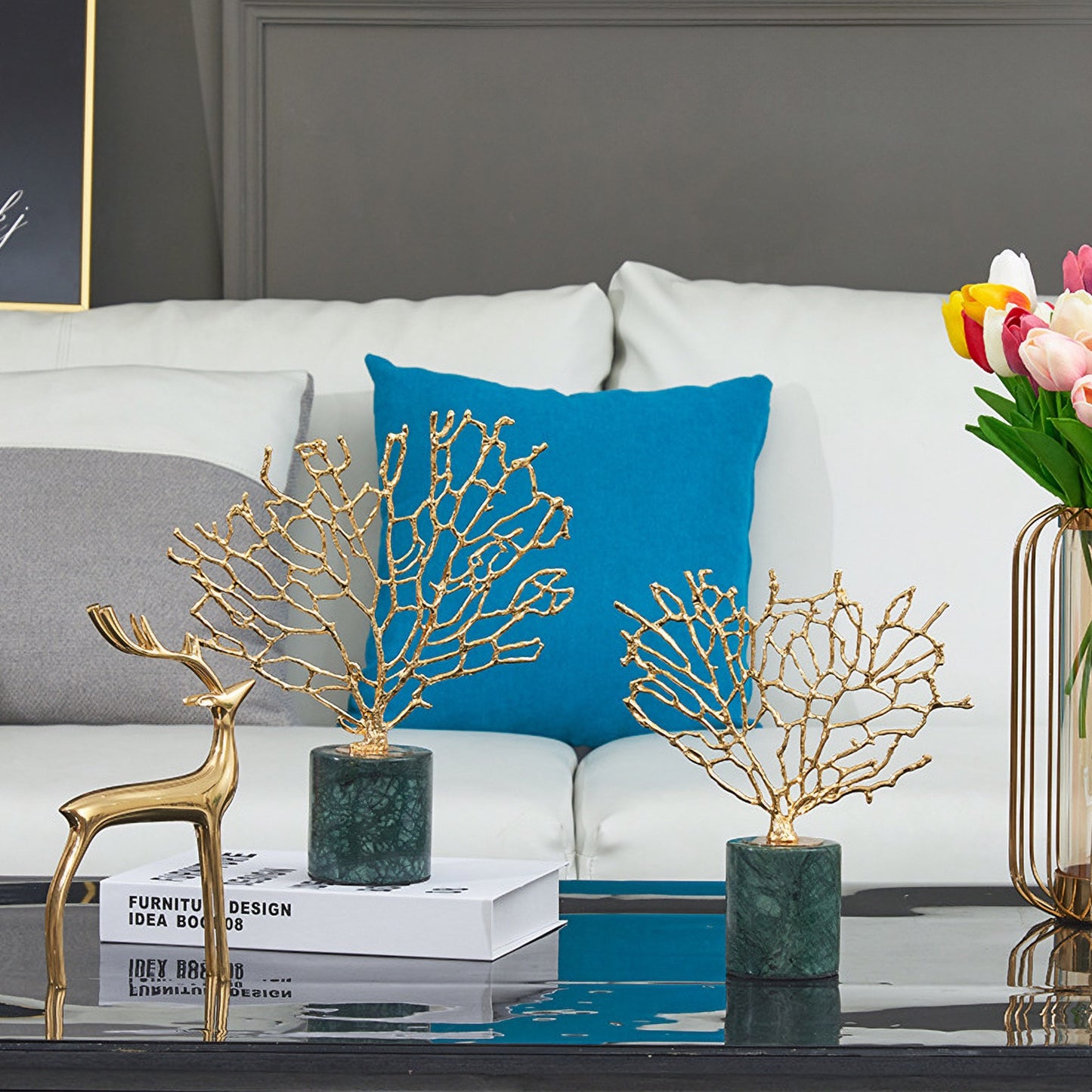 طقم تحف شجرة النحاس الفخمة