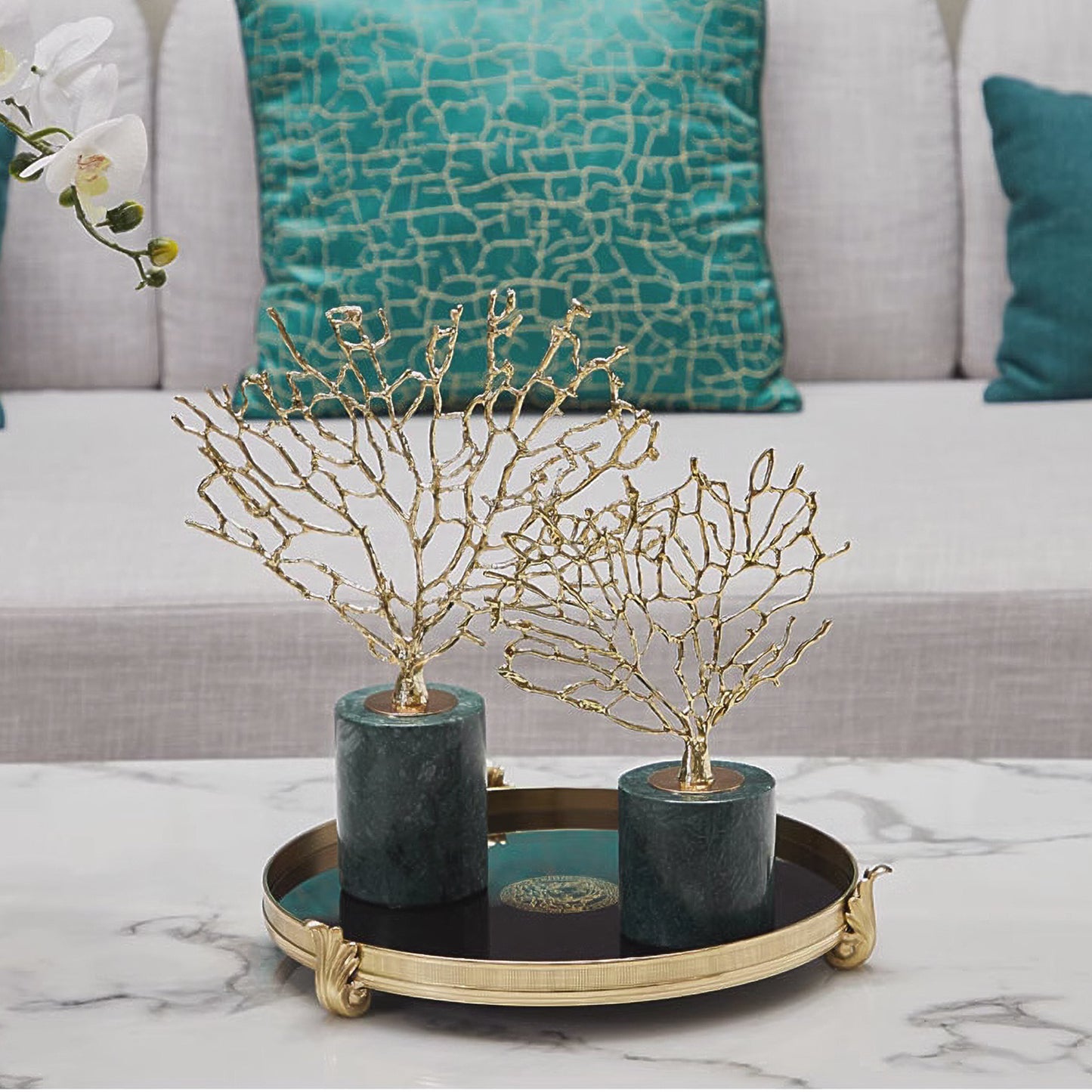 طقم تحف شجرة النحاس الفخمة