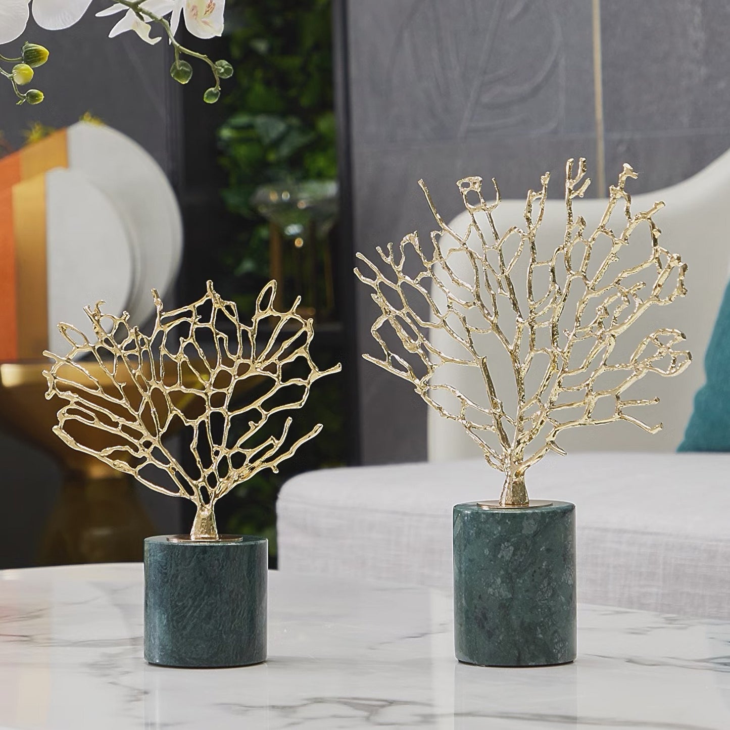 طقم تحف شجرة النحاس الفخمة