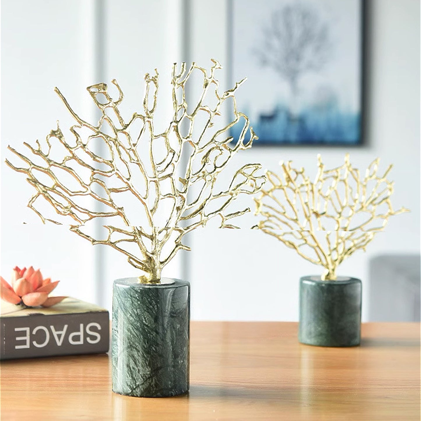 طقم تحف شجرة النحاس الفخمة