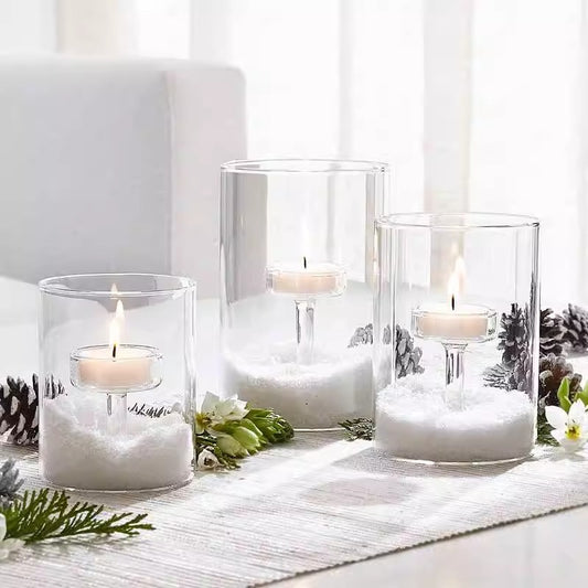 حامل شموع زجاجي مكون من 3 قطع