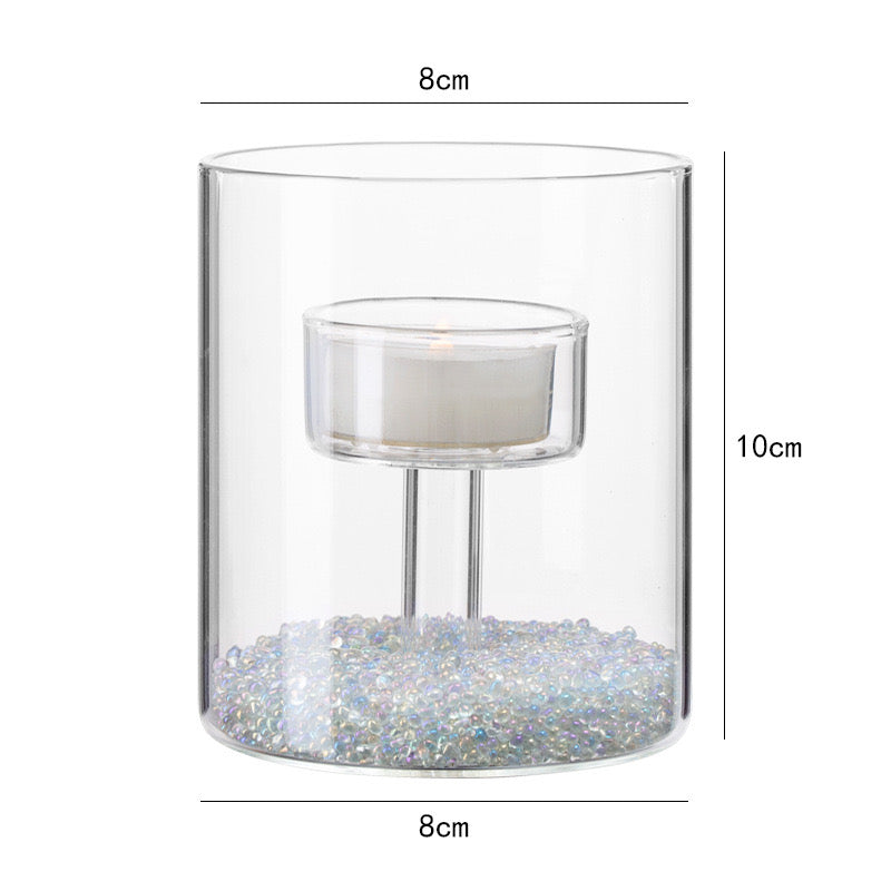 حامل شموع زجاجي مكون من 3 قطع