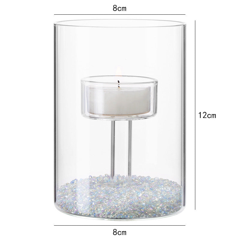 حامل شموع زجاجي مكون من 3 قطع