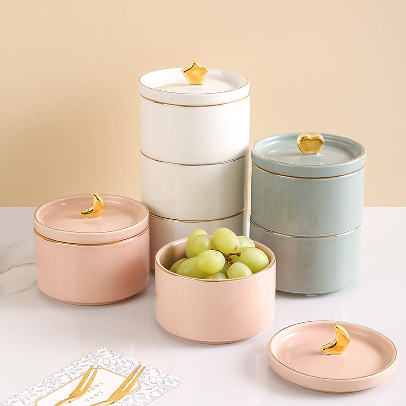 طقم للحلويات والسنكس بلون وردي مع ابيض