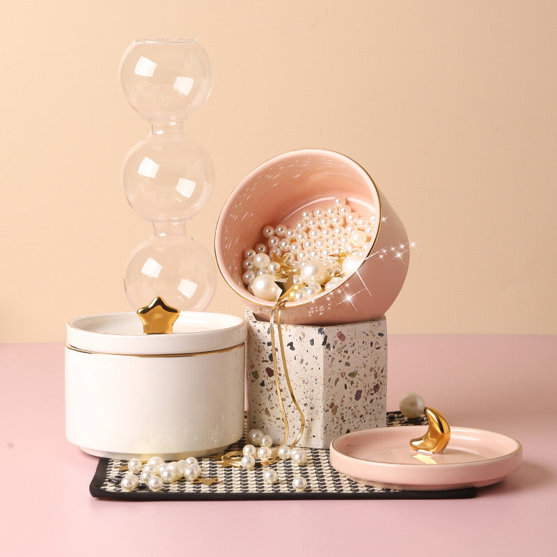 طقم للحلويات والسنكس بلون وردي مع ابيض