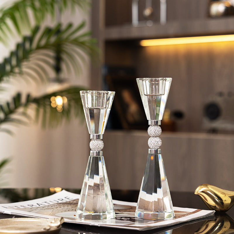 طقم شمعدان كريستالي