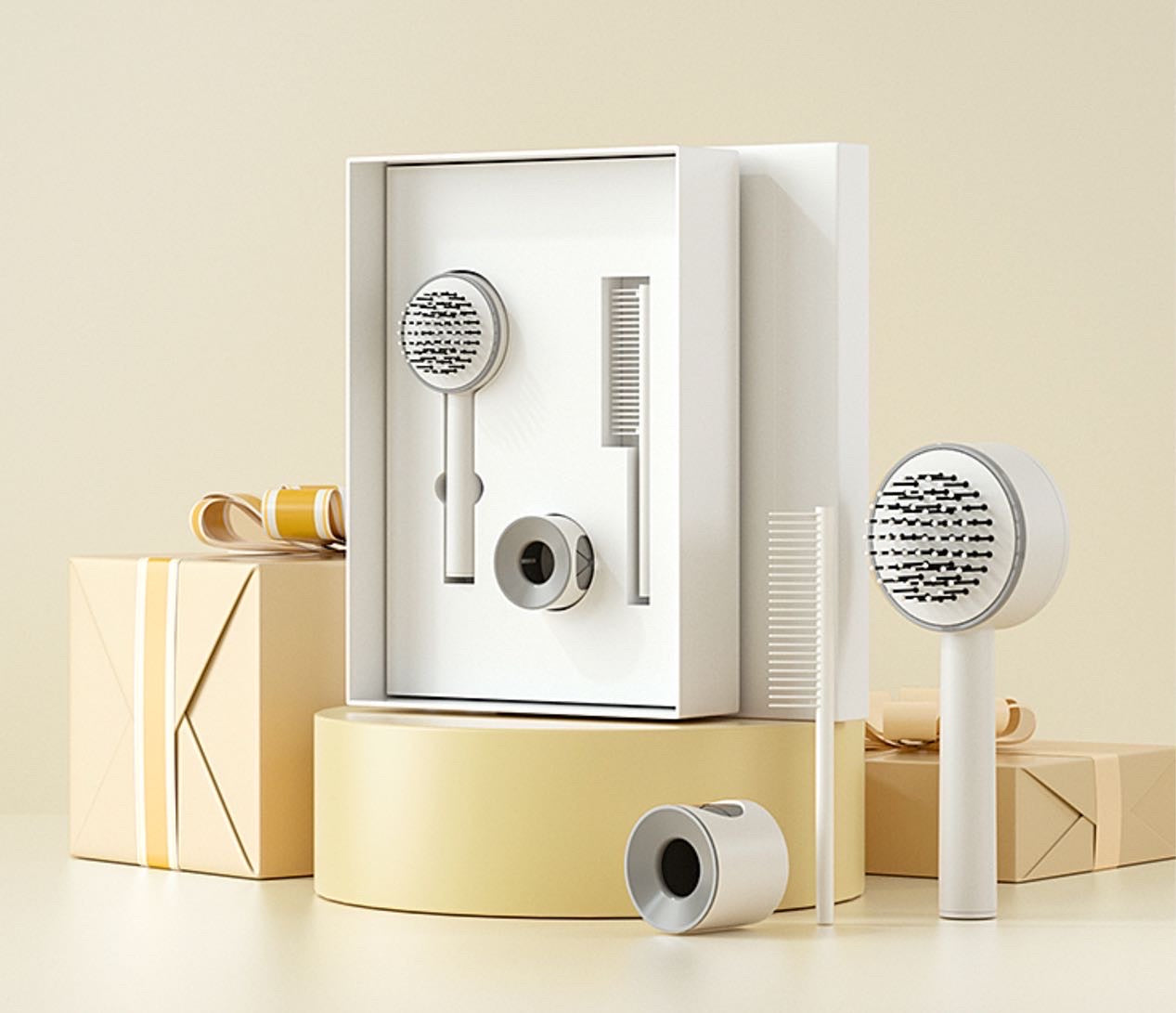 مشط شعر مع مكبس ازالة الشعر المتساقط