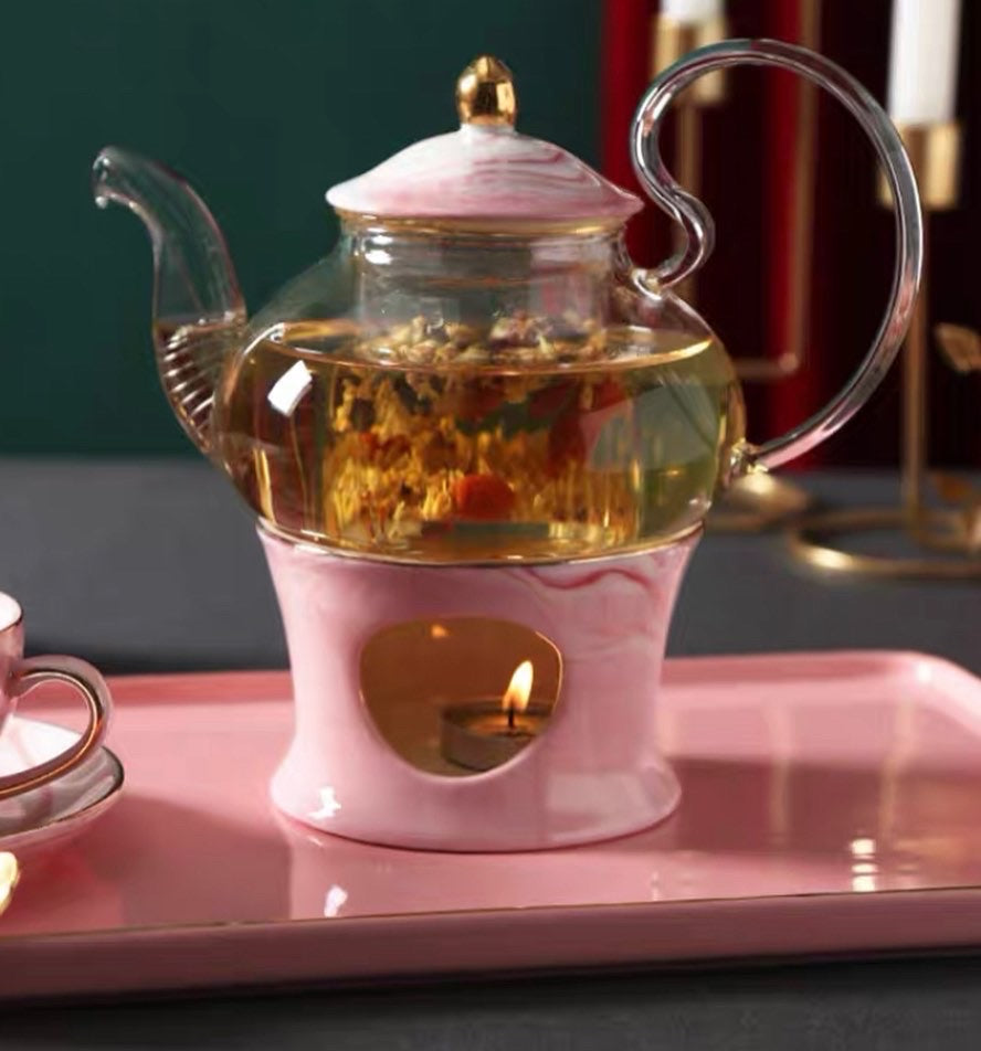 طقم الشاي الوردي