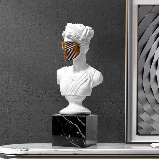 Covered face women art statue