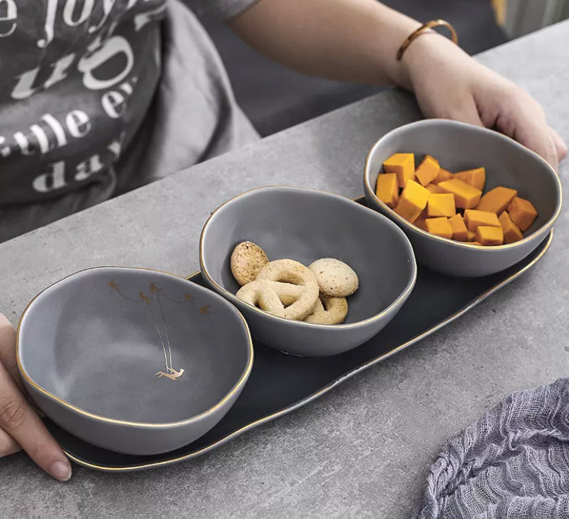 Gray ceramic Nuts set