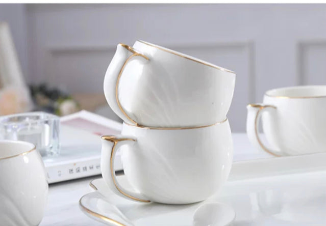 Tea set with wooden stand with candle warming base