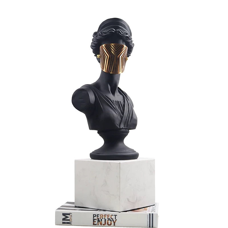Covered face women art statue