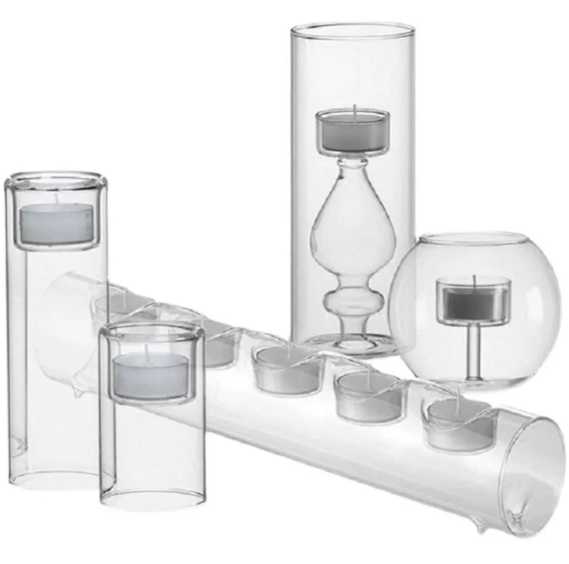 طقم حوامل شموع حديث مكون من 5 قطع