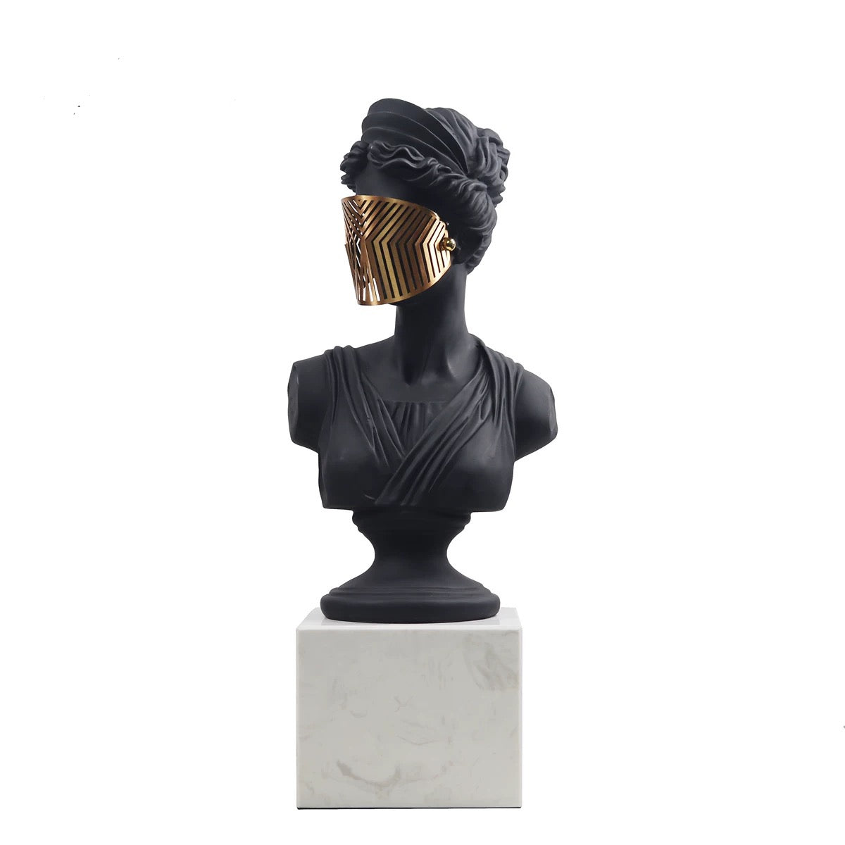 Covered face women art statue