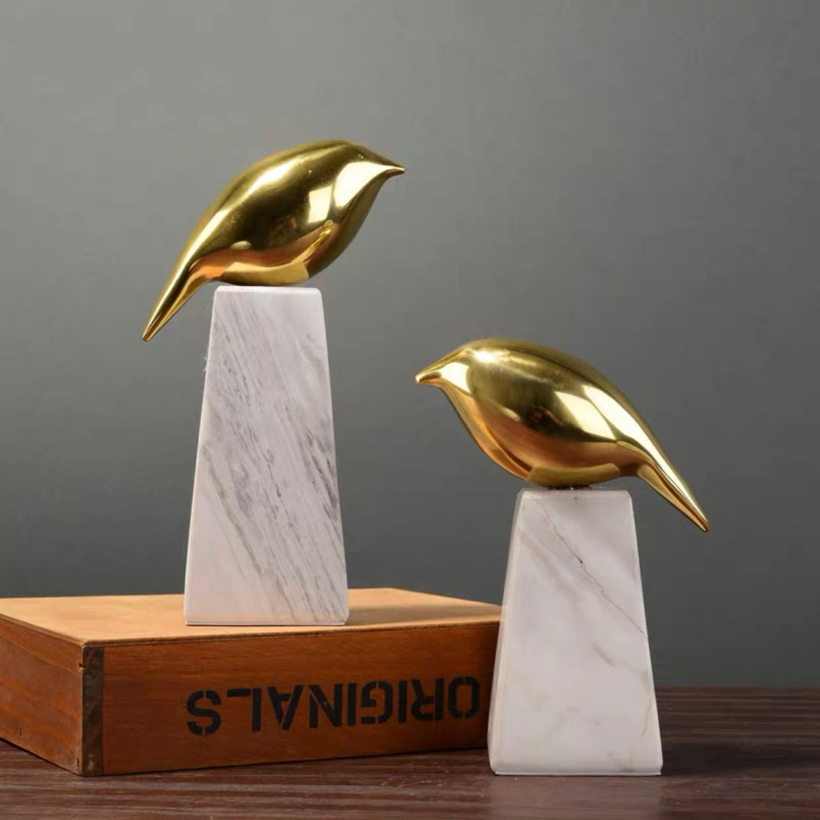 طقم طيور رخام ومعدن