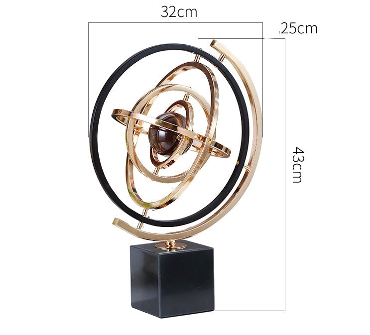 كره ارضية مع مدارات من المعدن والرخام