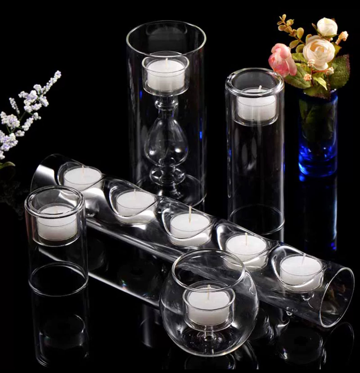 طقم حوامل شموع حديث مكون من 5 قطع