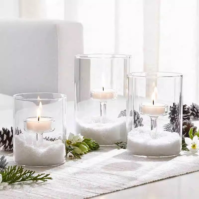 Glass candle holder set of 3