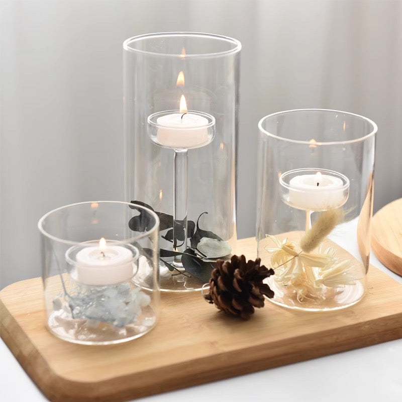 Glass candle holder set of 3