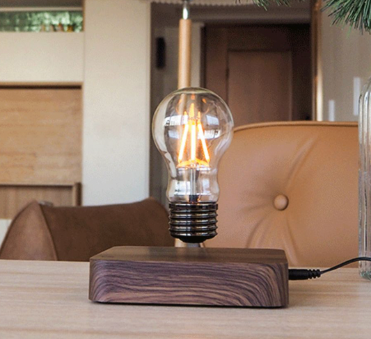 Magnetic lamp with wood stage