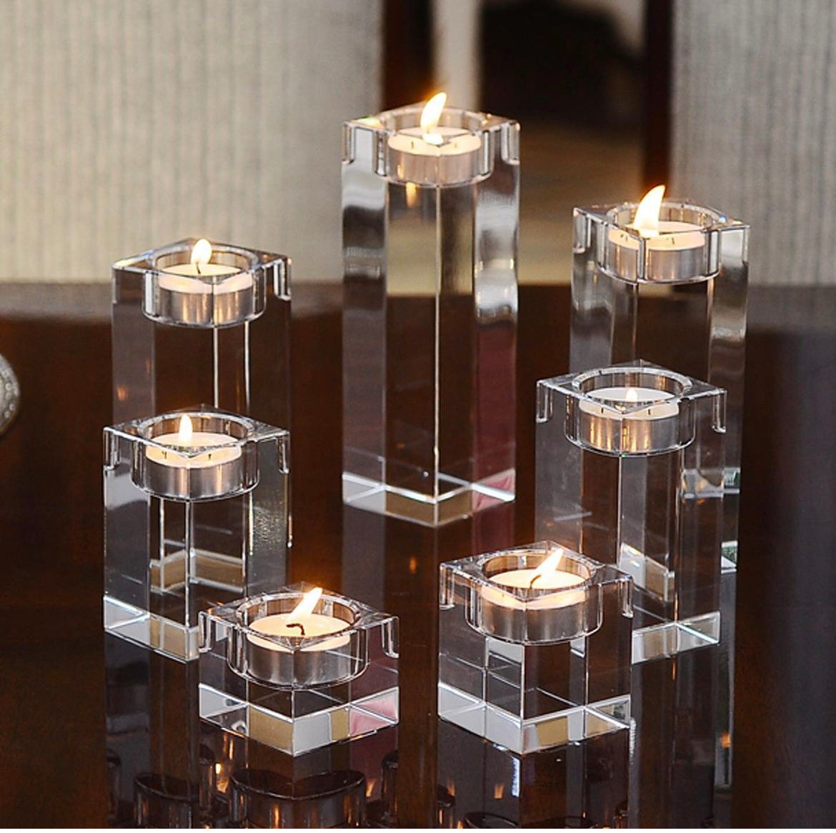 K9 crystal candle holders Set of 7